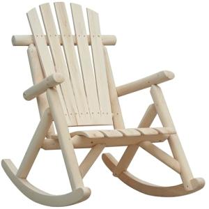 Outsunny mecedora de madera Mecedora con respaldo alto resi…