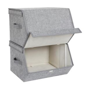 SONGMICS Juego de 2 Cajas de Almacenamiento con Aros Metáli…
