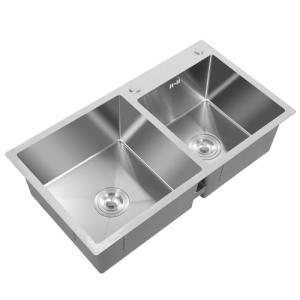 Fregadero doble de acero inoxidable para cocina con escurri…
