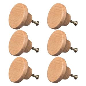 NAKUPENDA Pomos Redondos de Madera 6Pcs para Muebles, Tirad…