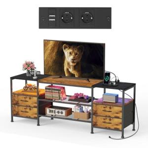 Mueble TV Con Enchufe y LED, Mesa TV de Hasta 70 Pulgadas,…