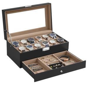 Songmics Caja de Reloj, Estuche de Reloj con Tapa de Crista…