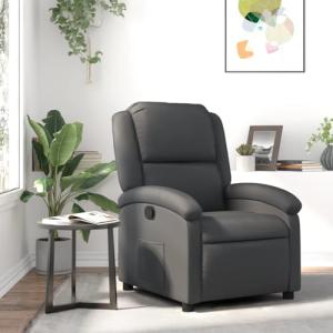 Homgoday Sillón reclinable gris de piel auténtica, sillones…