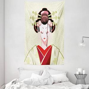 ABAKUHAUS Japonés Tapiz de Pared y Cubrecama Suave, Retrato…