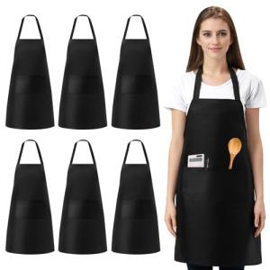 Vegena Delantal negro, 6 piezas delantal de cocina mujer ho…