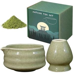 GOMETY Tazón de té matcha tradicional de 2 piezas, cuenco d…