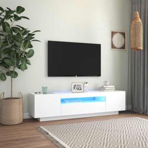 HOMTAKIE - Mueble de TV con luces LED (160 x 35 x 40 cm), c…