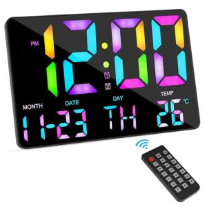 LYtech 11'' Reloj Digital Pared Grande con Color RGB y Luz…