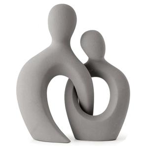 Escultura romántica de Pareja en cerámica Gris - Estatua Mo…