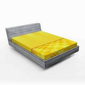 ABAKUHAUS Amarillo Sábana Elastizada, Ajedrez Amarillo limó…