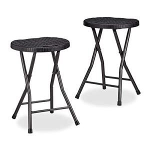 Relaxdays Set 2 taburetes Plegables Bastian, Redondo, plást…