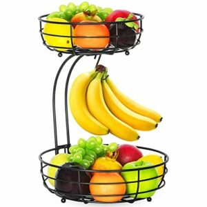 Bomclap Cesta de frutas con soporte para plátano, 2 niveles…