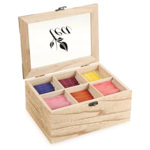 com-four® Caja de Almacenamiento de bolsitas de té rústicas…