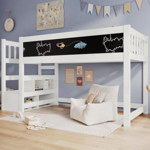 Zravenna Cama alta 90 x 200 cm con pizarra blanca y pizarra…