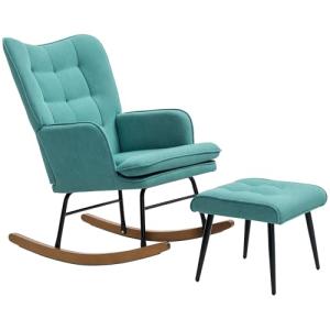 HOMCOM Silla Mecedora con Reposapiés Mecedora para Lactanci…