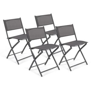 IDMarket - Juego de 4 sillas de jardín plegables Bastia met…
