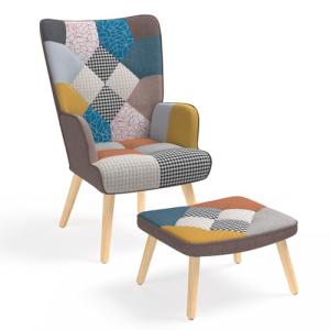 IDMarket - Sillón escandinavo Ivar con reposapiés, tejido d…