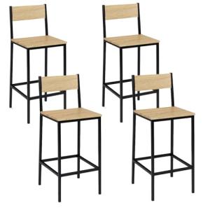 IDMarket – Juego de 4 taburetes de bar Detroit con respaldo…