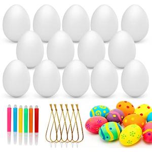 Bluelves 50X Huevos de Pascua, Huevos Blancos Plásticos, De…