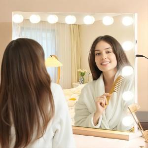 sogesfurniture Espejo de maquillaje con iluminación, 58 x 4…