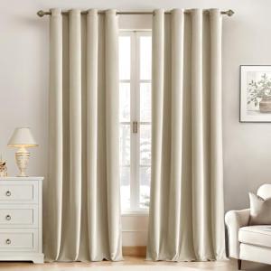 MIULEE Cortinas Salon Terciopelo Beige Claro con Ojales, 2…