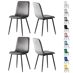 Juego de 4 sillas de comedor de tela de terciopelo de diseñ…