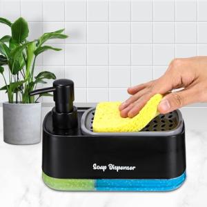 Jabonera Cocina Negro, Organizador de Fregadero Negro con B…