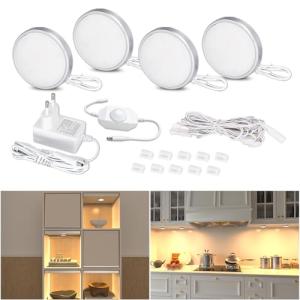 WOBANE Luz LED Cocina Bajo Mueble Regulable, 4 pcs Luces pa…