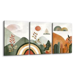 MHARTK66 Cuadros Decoracion Salon Verde 3 Piezas, Paisaje A…