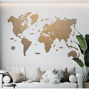 MISS MAPS Mapamundi de madera 3D grande para pared. Mapa pa…