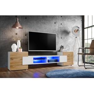Komodee, Mueble de TV Merano de 2 Puertas, 4 estantes, Blan…