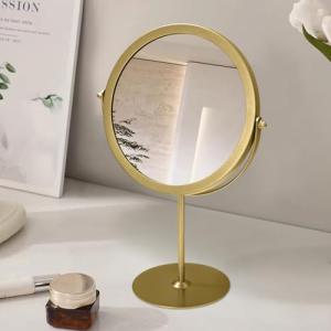 JJUUYOU Espejo de maquillaje de metal con soporte, aumento…