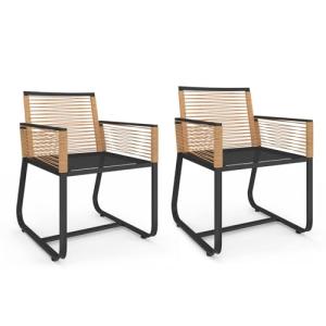 IDMarket - Juego de 2 sillas de jardín Odessa metal negro y…