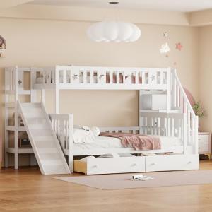 YESGIGA Cama infantil 90x200/140x200 cm, litera de madera c…