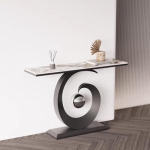 IBOWZ Consola Moderna con Base de Metal Negro y losa de Pie…