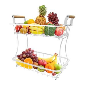 TINMIX Cesta de frutas de 2 niveles, estante para verduras,…