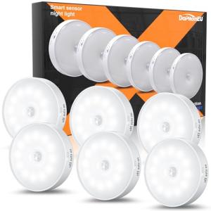 6 Pack Luz Led Nocturna con Sensor de Movimiento,12 LED, Lá…
