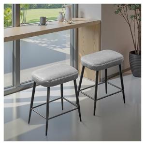 STOOLINK Taburete Alto Juego de 2, Taburete Bar Cuero de Mi…