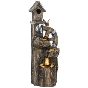 Outsunny Fuente de Agua 2 en 1 con Casita para Pájaros Fuen…