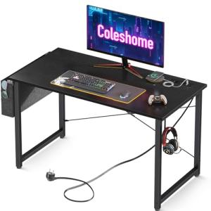 Coleshome Escritorio Pequeño, 100x48cm Mesa Ordenador Blanc…