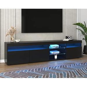 Azkoeesy Mueble TV con iluminación LED, 180 cm, Mueble de t…