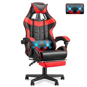 Soontrans Silla Gaming con Masajeador, Silla Gamer con Repo…