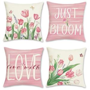 Bonhause Fundas Cojines Primavera Flores 45 x 45 cm Funda d…