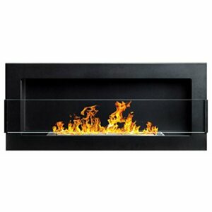 Chimenea de gel de bioetanol, 900 x 400 mm, color negro mat…