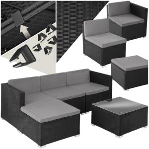 tectake® Conjunto Jardín en Ratán con Cojines, Conjunto Ter…