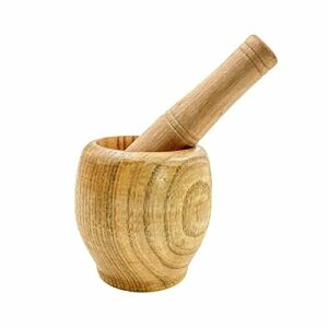 JZK Juego de mortero y mortero de madera trituradora de esp…