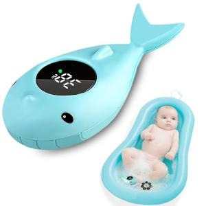 Delamiya Termómetro de baño para bebé, pantalla LED, termóm…