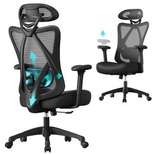 SONGMICS Silla de Oficina, Silla de Malla, Soporte Lumbar A…