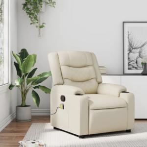 INLIFE Sillón de masaje reclinable, color crema, piel sinté…