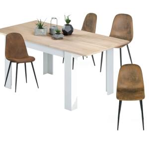 HABITMOBEL Mesa Extensible y Sillas Comedor 4 Personas, Pac…